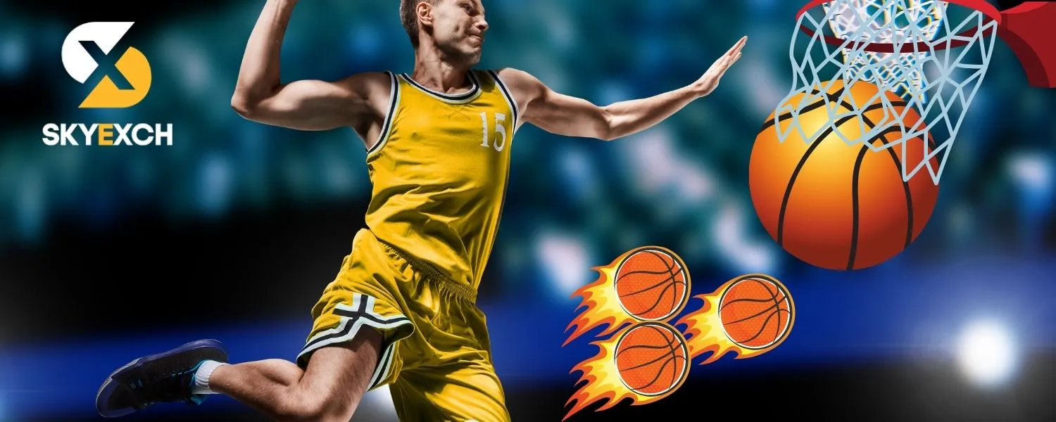 Basketball player jumping to score, placing the ball into the basket, representing high-energy Gaming Entertainment and team-based Game Entry